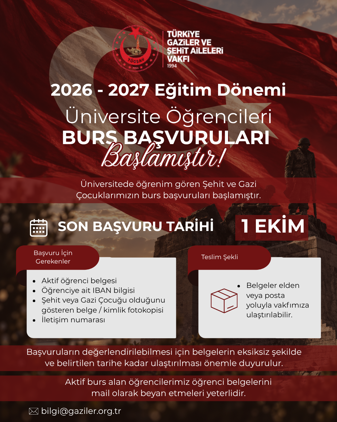 Üniversite öğrencileri burs başvuruları başlamıştır