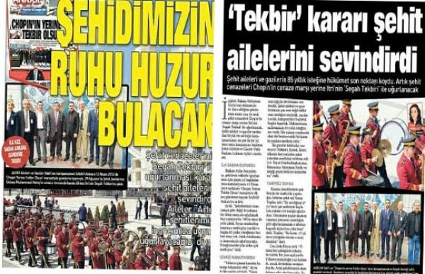 Sehit cenazeleri mars düzenlemesi ilgili, Sabah Gazetesi'nde yer alan degerlendirmesi.