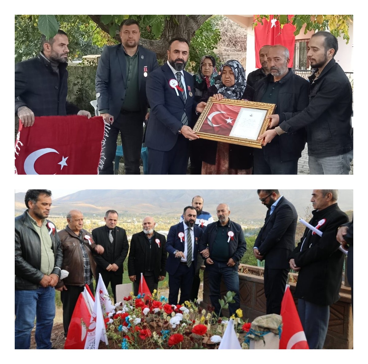 Türkiye Gaziler ve Sehit Aileleri Vakfi üyeleri, Pençe-Kilit Harekati bölgesinde, bölücü terör örgütü mensuplarinca yerlestirilen EYP'nin patlamasi sonucu sehit olan Istihkam Uzman Çavus Ibrahim Han'in, Van'daki ailesine taziye ziyaretinde bulundu.
